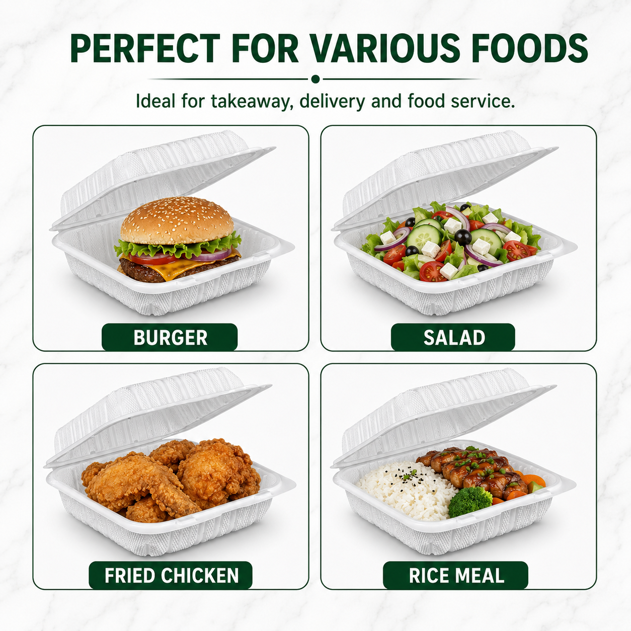 SL-801 8 Inch Single Compartment Smart Lock MFPP Clamshell Food Container